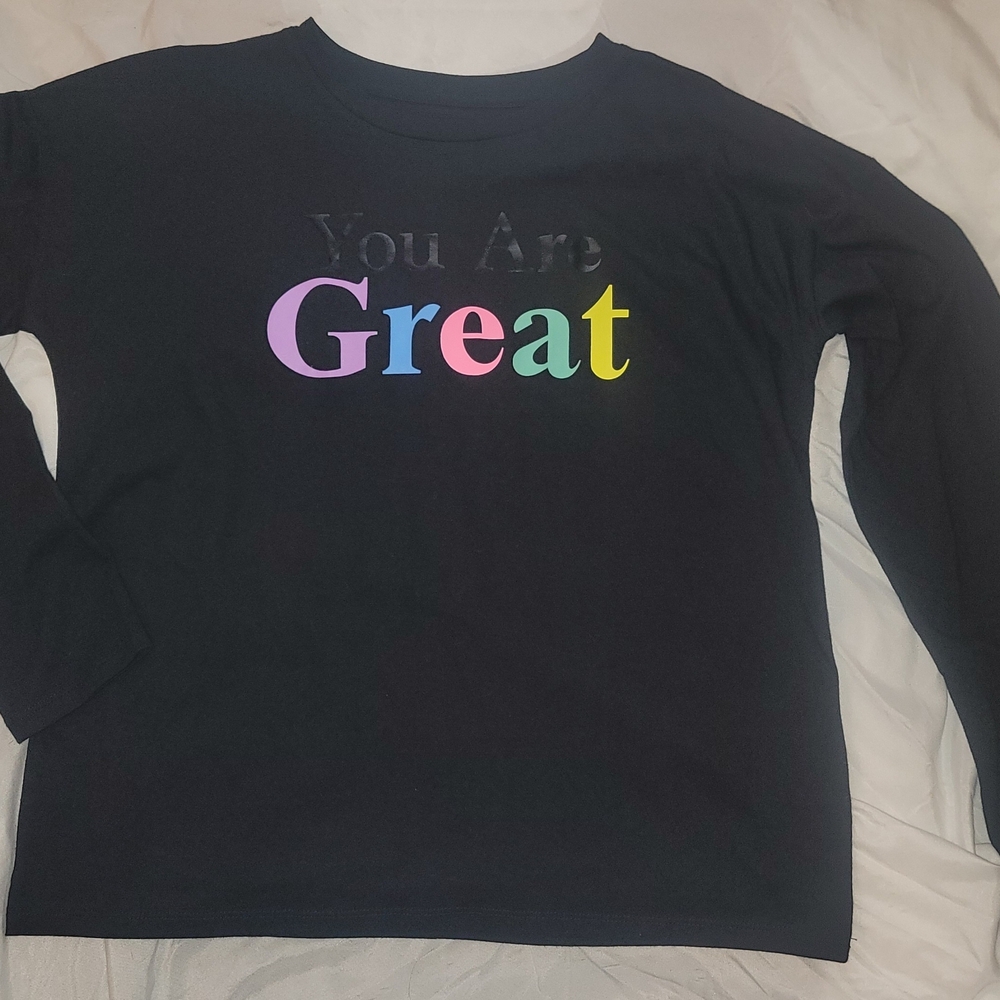 Kids Long Sleeve Shirt with Multicolor 'You Are Great' Print